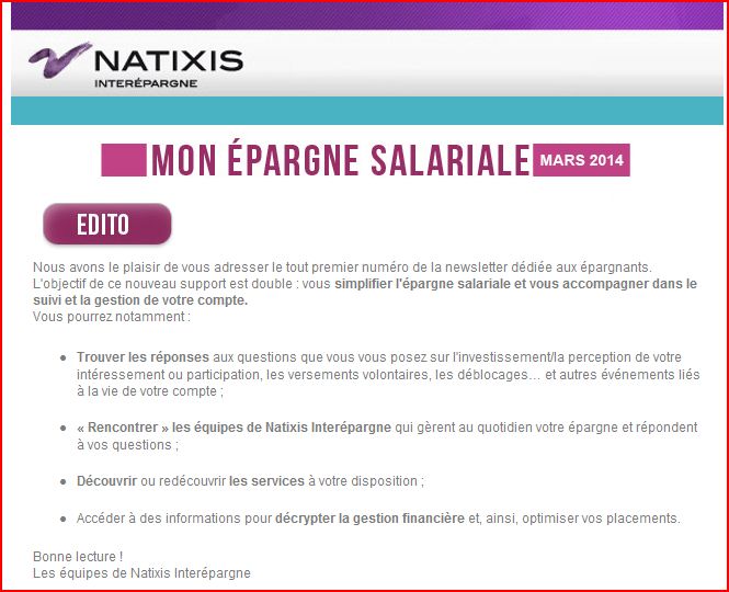 Newsletter Natixis mars 2014
